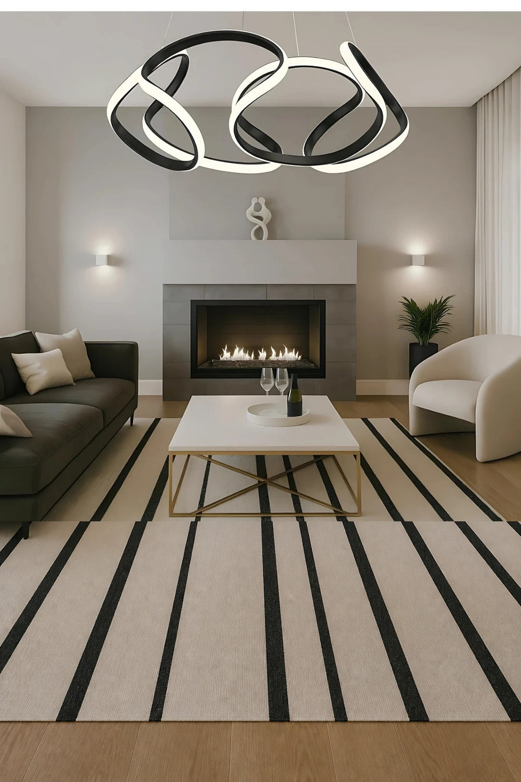 Artemis Siyah Power Beyaz Ledli Sarkık Ledli Avize Modern Led Avize