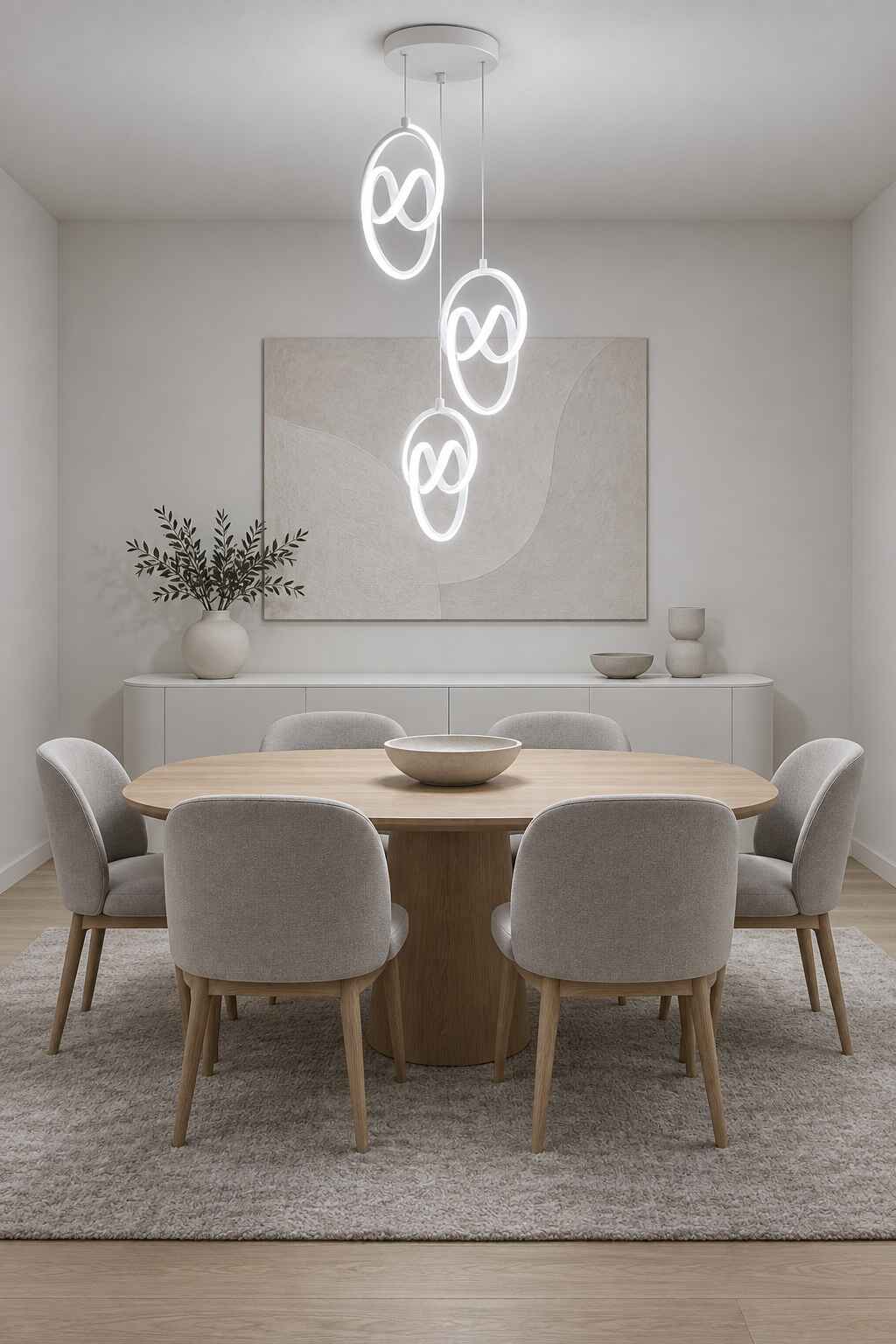 Trend 3'Lü Beyaz Sarkık Power Beyaz Ledli Avize Modern Led Avize