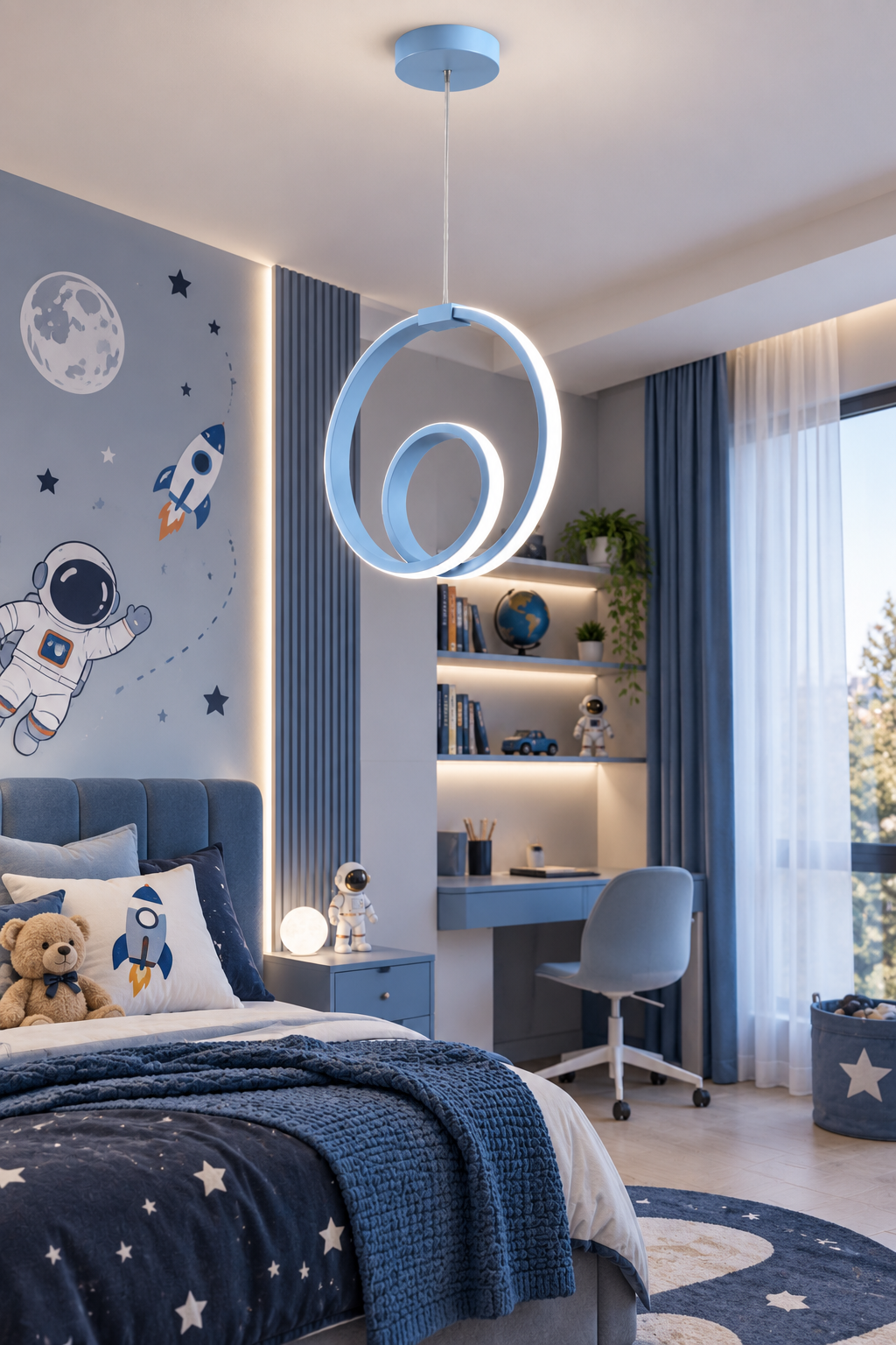 Orjin Mavi Tekli Sarkıt Led Beyaz Işık Ultra Ledli Salon Mutfak Oda Hol Ledli Avize