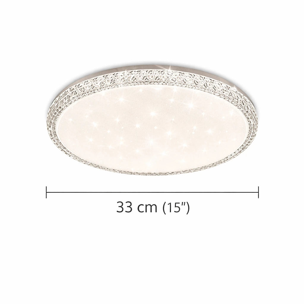 Bonita Cristalya Serisi 33'Lük Yuvarlak Uzaktan Kumandalı Dimmerli 3 Renk Ledli Plafonyer Ledli Avize Çap 33 cm