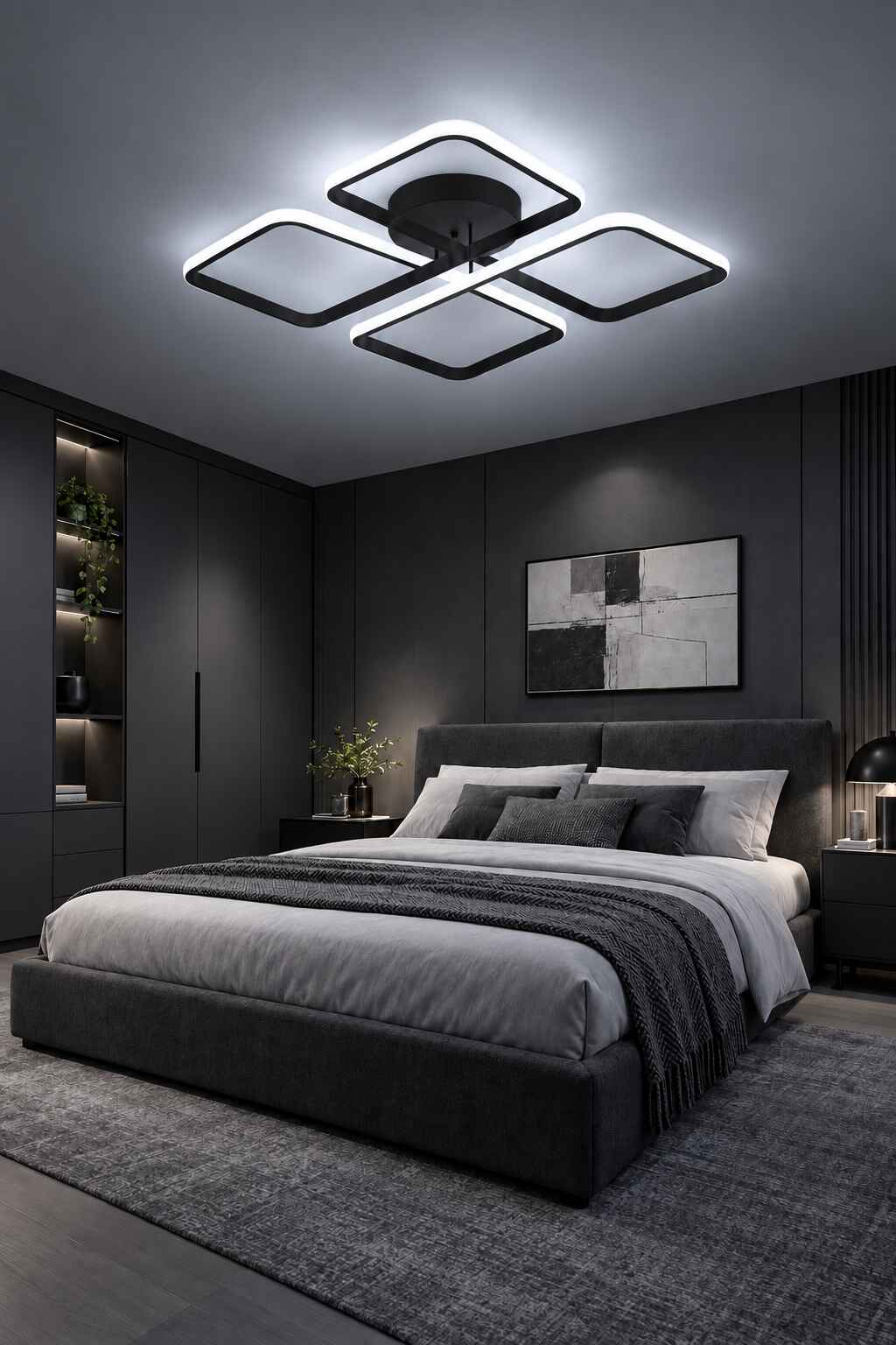 Nova Siyah Modern Beyaz Ledli Plafonyer Ledli Avize