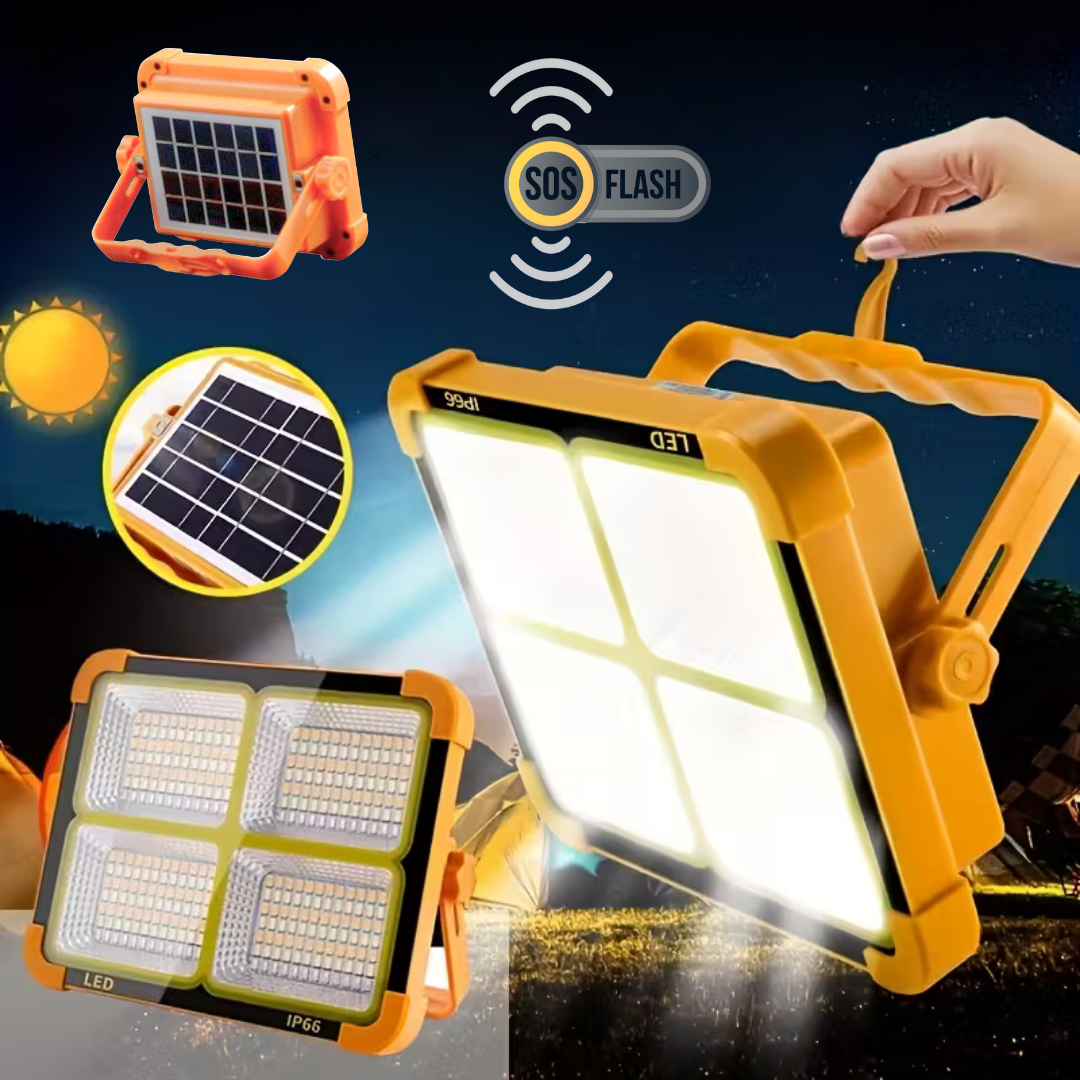 Turbo 800W Güneş Enerjili Solar LED Projektör Taşınabilir 3 Renk ve Çakar Modlu Lamba