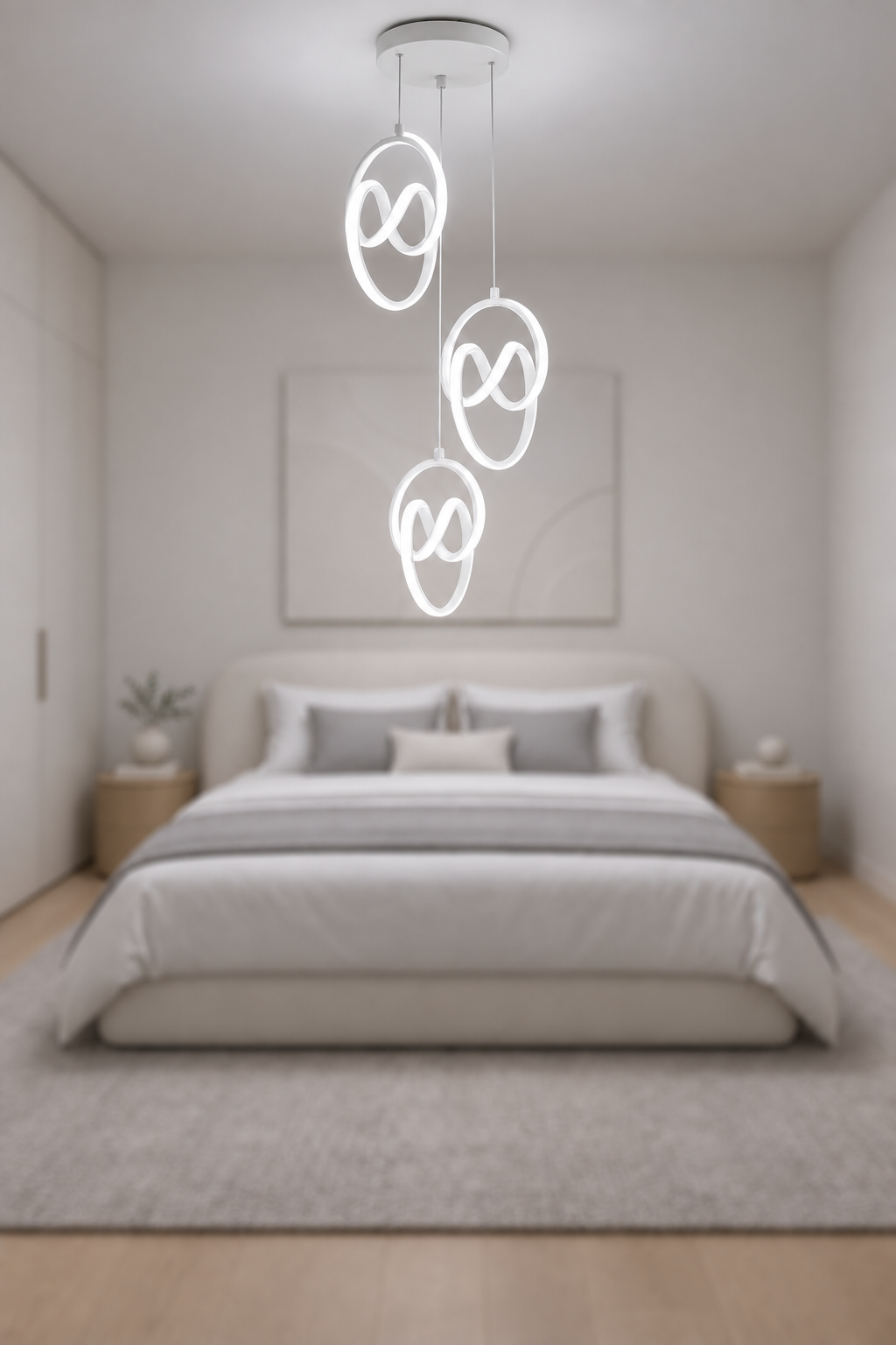 Trend 3'Lü Beyaz Sarkık Power Beyaz Ledli Avize Modern Led Avize