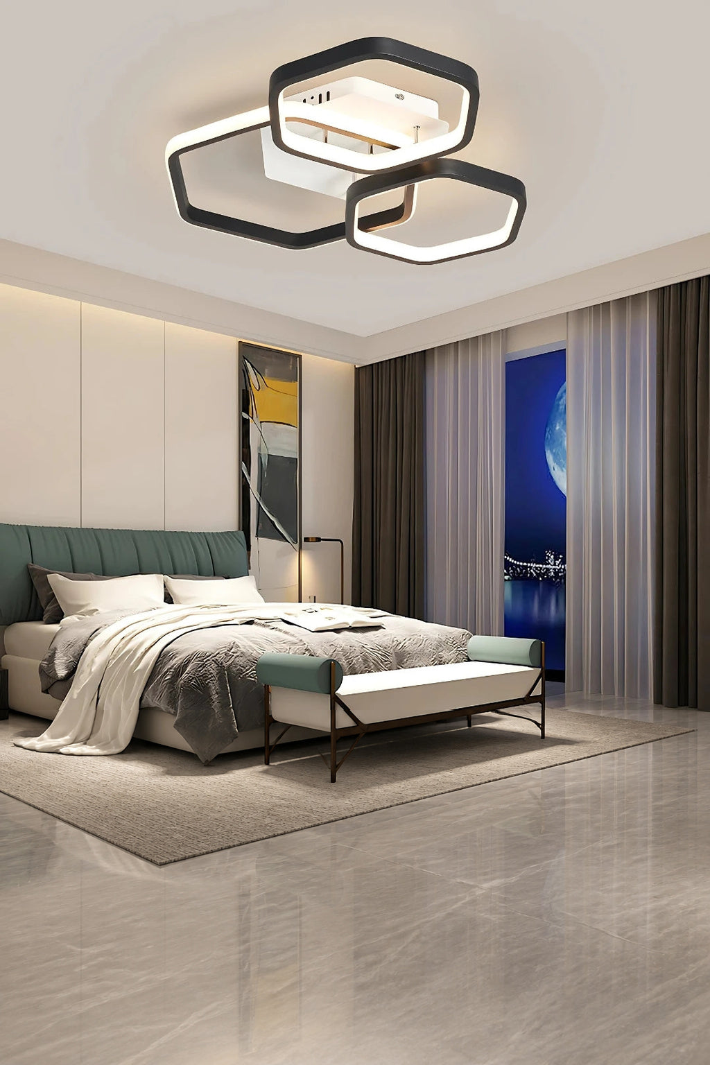 Alize Mimari Tasarım 3'Lü 3 Renk Ledli Plafonyer Modern Ledli Avize Led Avize