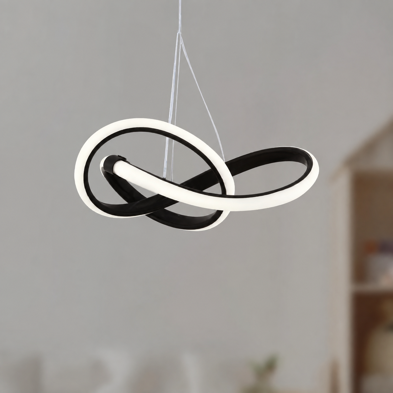 Modern Bonna Tekli Siyah Sarkıt Led Beyaz Işık Power Ledli Salon Mutfak Oda Hol Ledli Avize