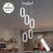 Eleni Krom 5'li Lüks Kumandalı Dimmerli 3 Renk Ledli Avize Modern Led Avize