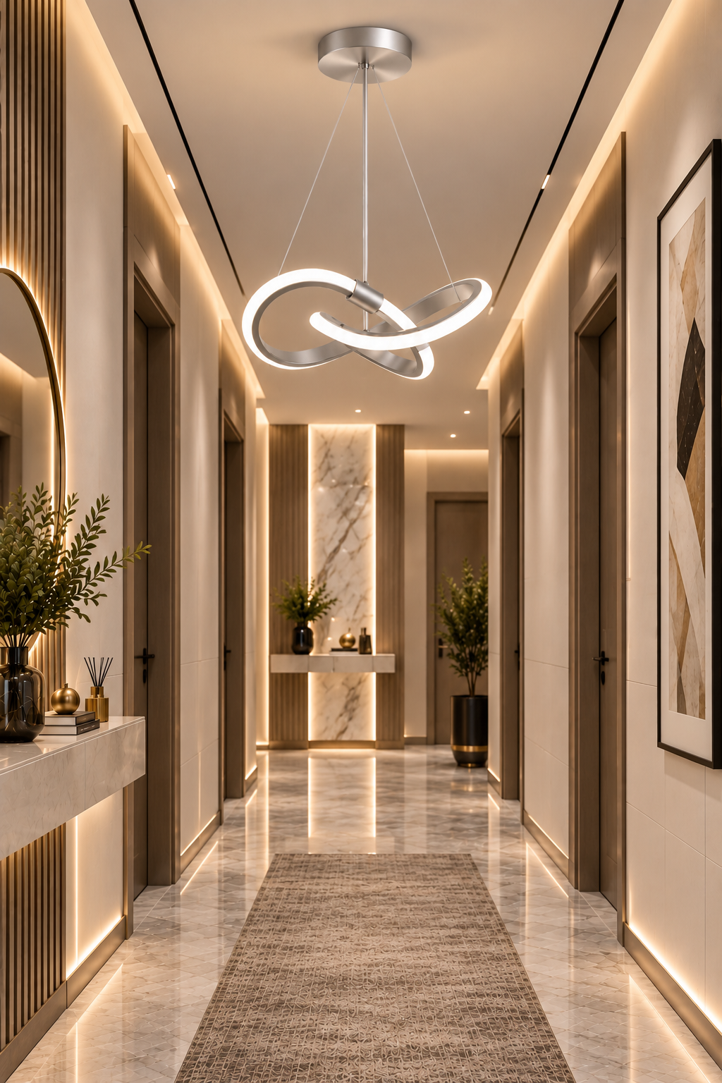 Modern Bonna Tekli Gri Sarkıt Led Beyaz Işık Power Ledli Salon Mutfak Oda Hol Ledli Avize