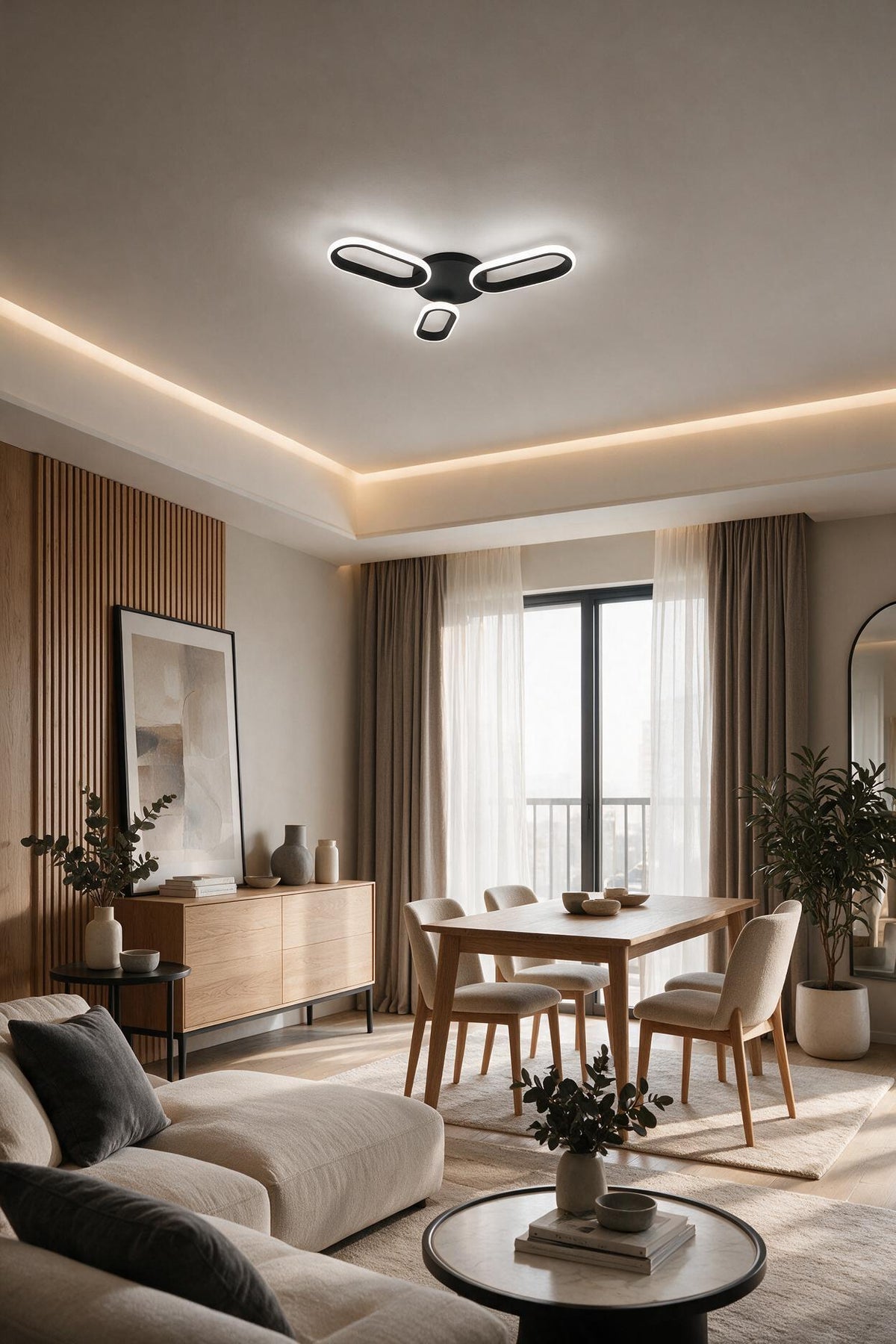 Hermes Siyah Modern Ultra Power Beyaz Ledli 3'Lü Plafonyer Ledli Avize