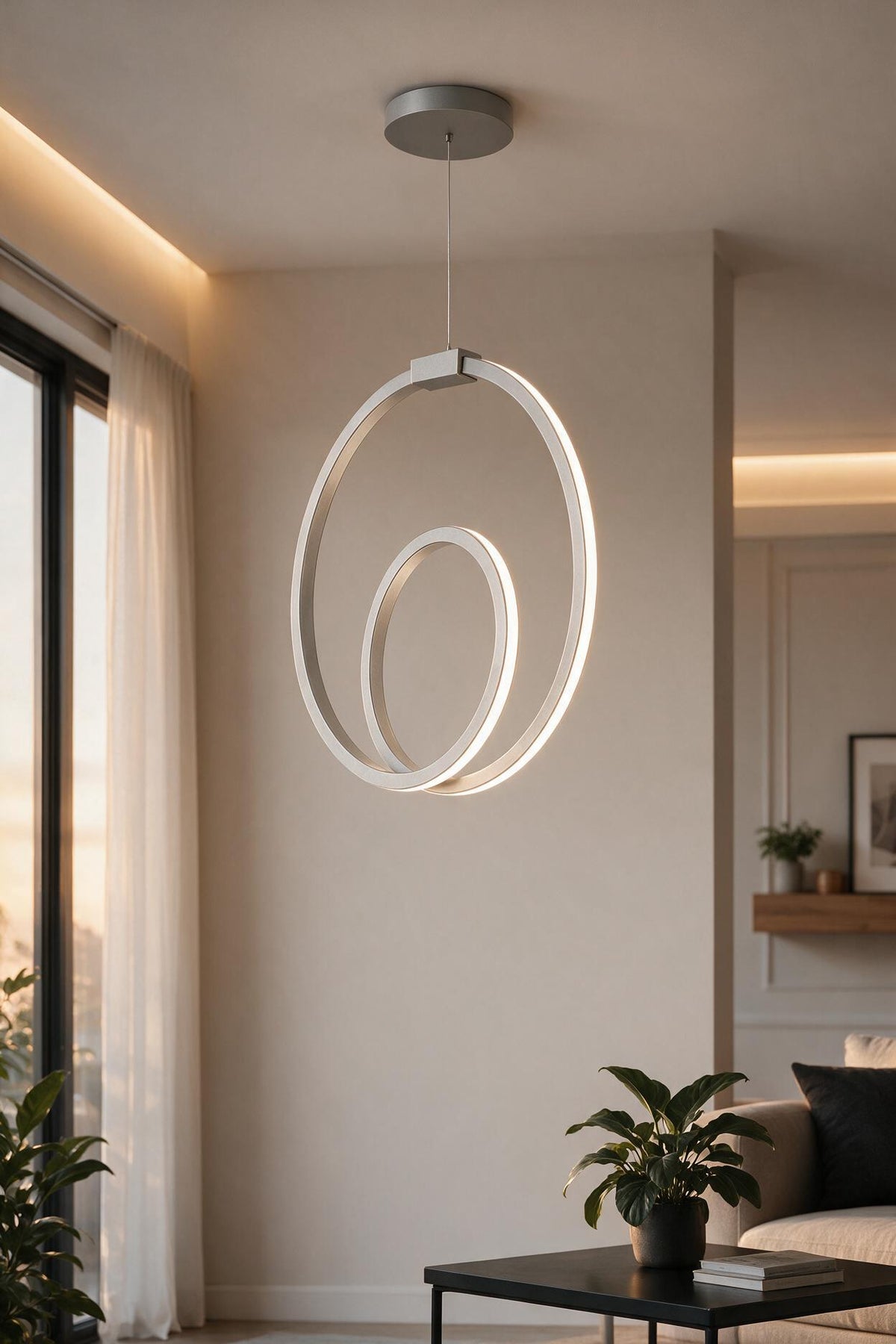 Orjin Gri Tekli Sarkıt Led Beyaz Işık Ultra Ledli Salon Mutfak Oda Hol Ledli Avize