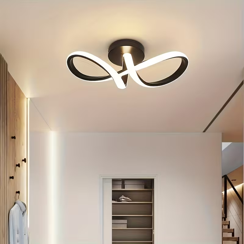 Sahra Modern Siyah Dekoratif Plafonyer Beyaz Ledli Avize