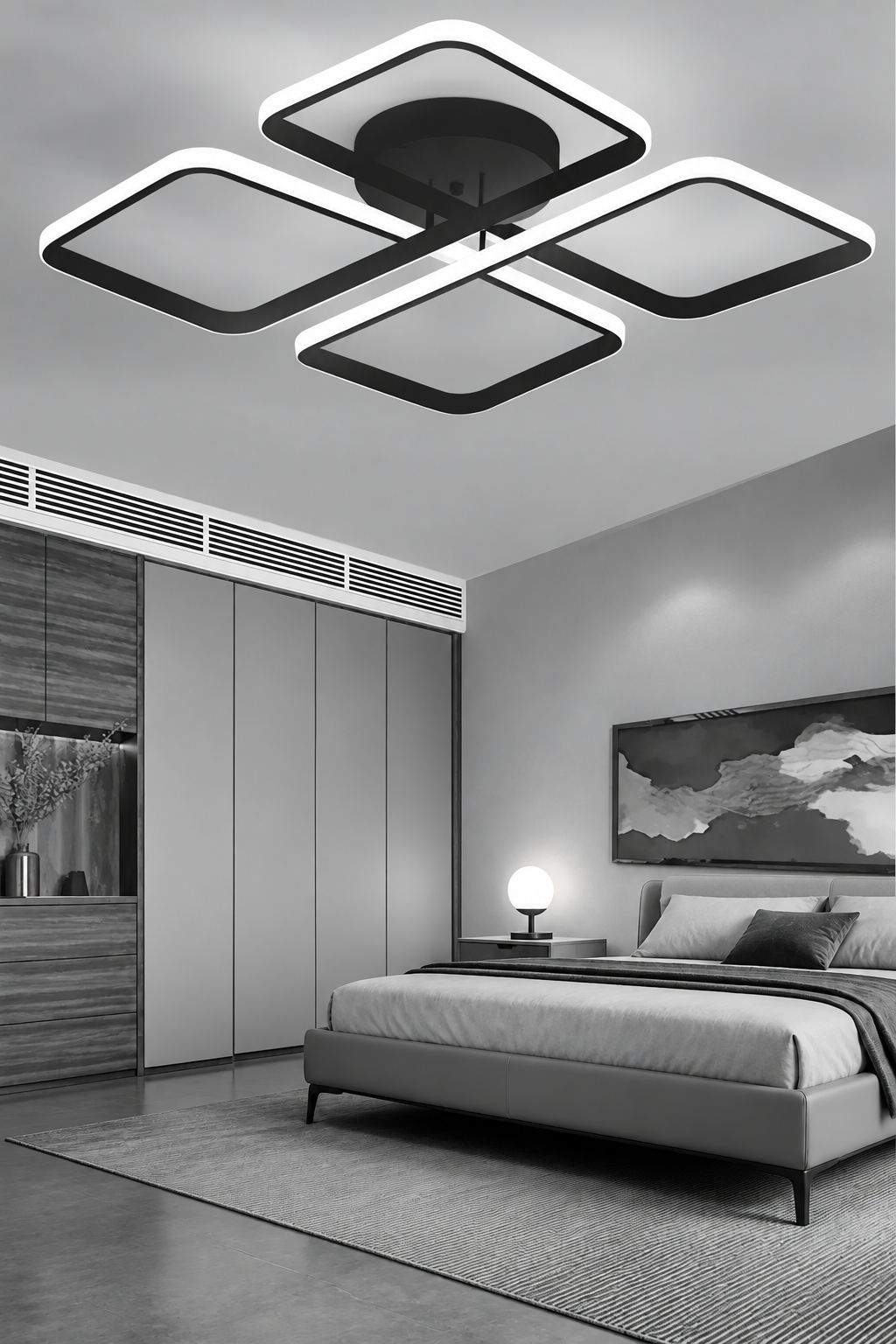 Nova Siyah Modern Beyaz Ledli Plafonyer Ledli Avize