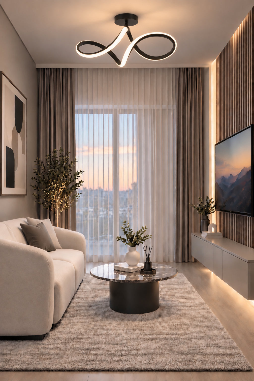 Casabella Modern Siyah Plafonyer Ultra Power Beyaz Ledli Avize