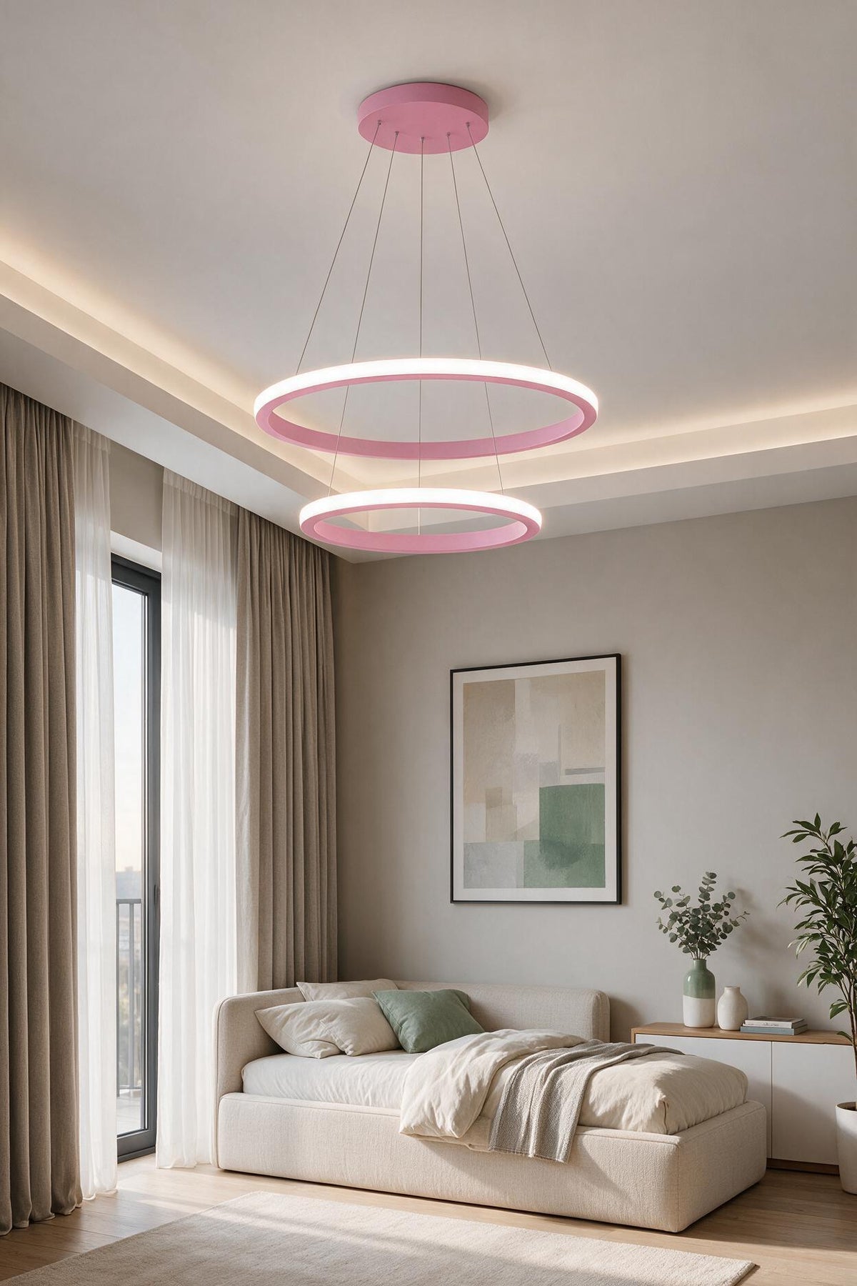 Robin 2 'li Pembe Sarkıt Günışığı Ledli Modern Led Avize
