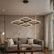 Neva Cristalya Serisi Siyah 3 Renk Ledli Sarkık Ledli Avize Modern Led Avize-Çap 50 cm