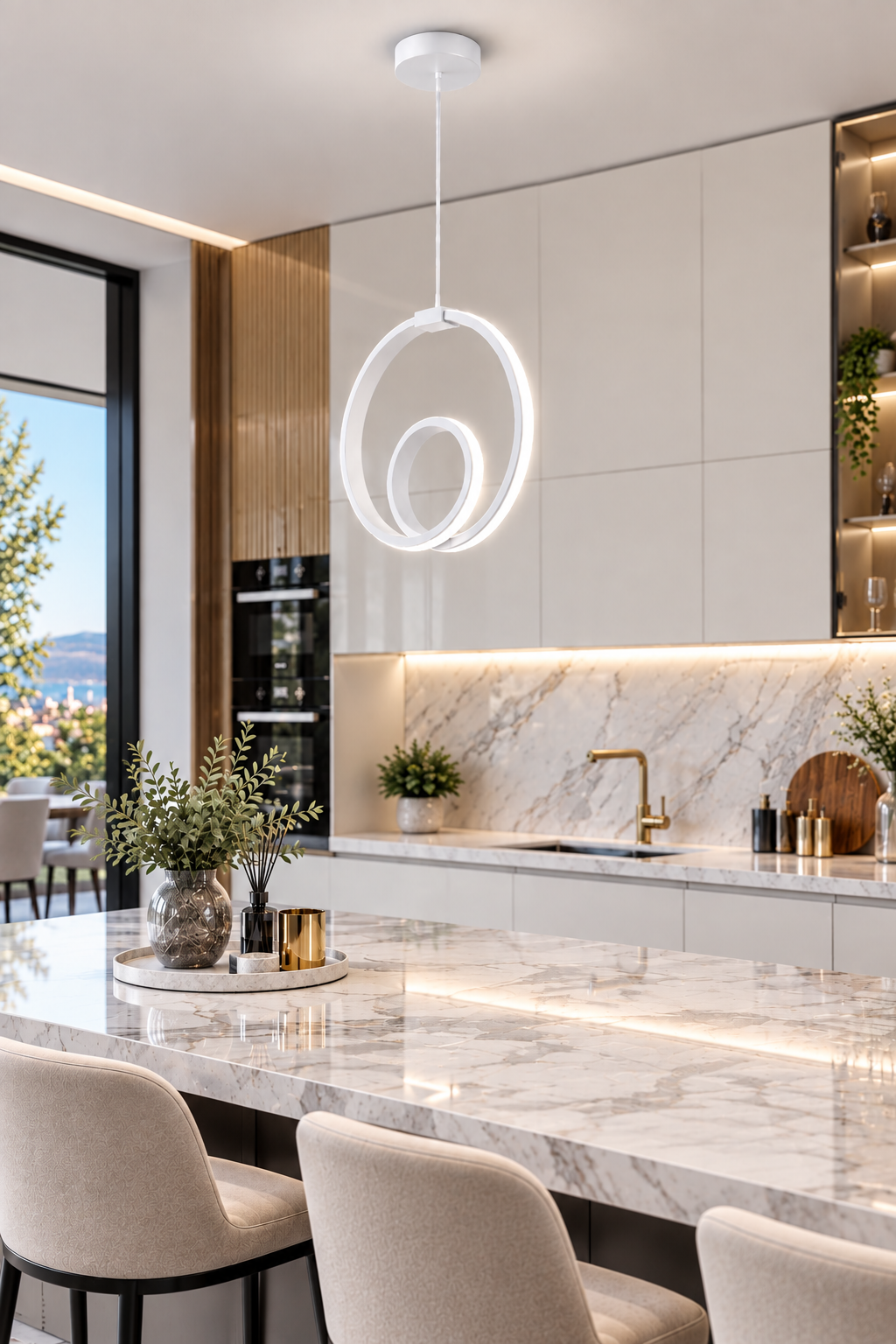 Orjin Beyaz Tekli Sarkıt Led Beyaz Işık Ultra Ledli Salon Mutfak Oda Hol Ledli Avize