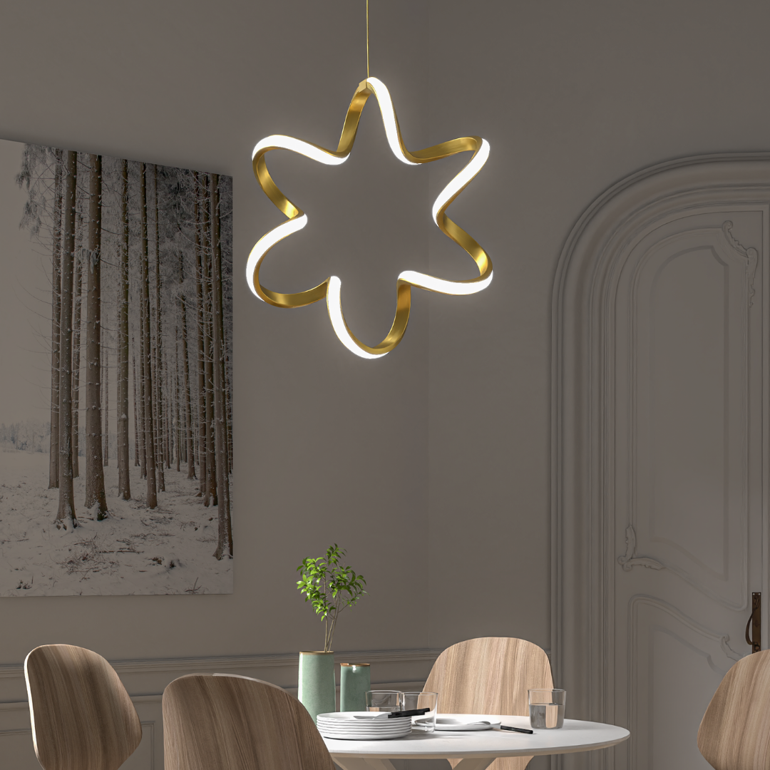 Yıldız Eskitme Tekli Sarkıt Led Beyaz Işık Ultra Ledli Salon Mutfak Oda Hol Ledli Avize