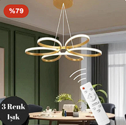 Linda Eskitme Kumandalı 3 Renk 60 cm Sarkıt Avize