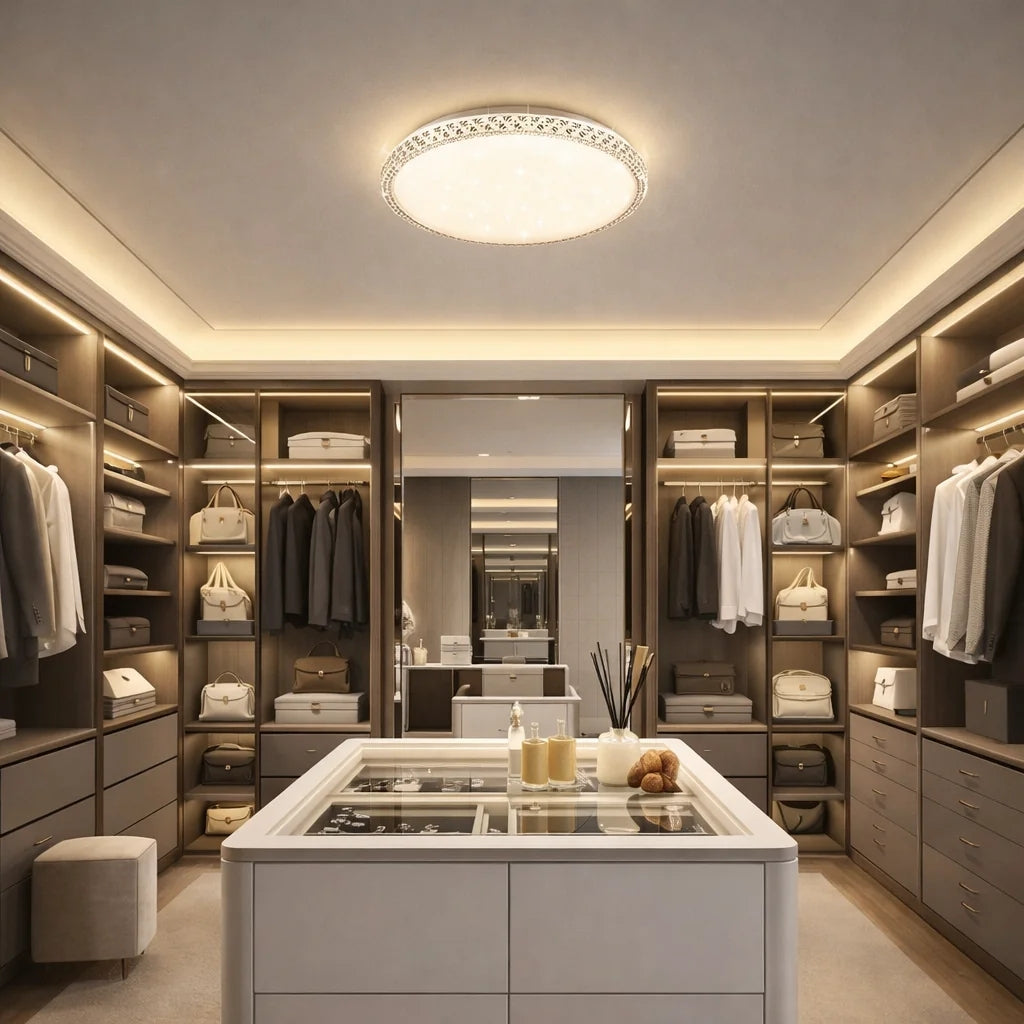 Bonita Cristalya Serisi 40'Lık Yuvarlak Uzaktan Kumandalı Dimmerli 3 Renk Ledli Plafonyer Ledli Avize Çap 40 cm