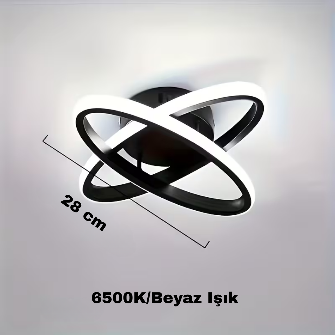 Dale Siyah Plafonyer Beyaz Ledli Avize