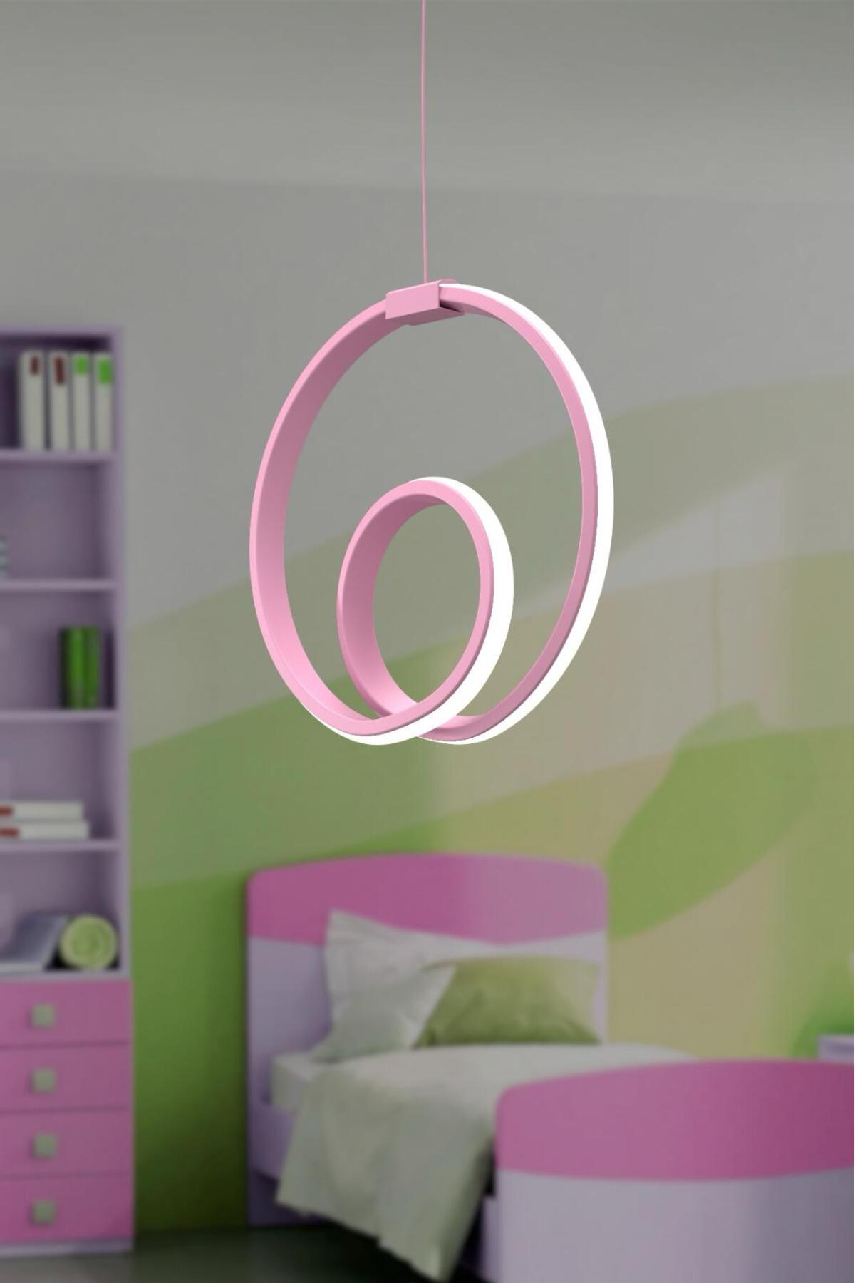 Orjin Pembe Tekli Sarkıt Led Günışığı Ultra Ledli Salon Mutfak Oda Hol Ledli Avize