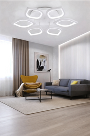 MS53005-6 Modern 3 Renk Ledli  Beyaz Plafonyer Lüks  6'lı  Ledli Avize