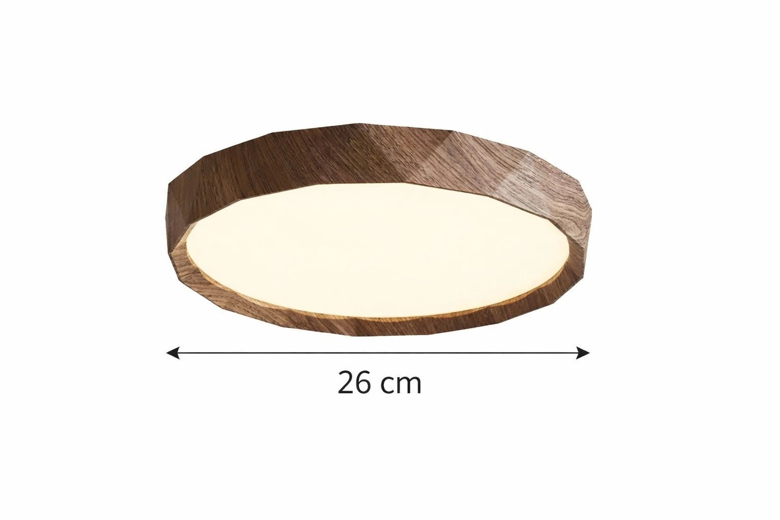 Antik Burma 26'Lık Koyu Ceviz Ahşap Desenli Plafonyer 3 Renk Ledli Hol  Antre Koridor Banyo Balkon Avizesi Ledli Avize Armatür - Çap 26 cm