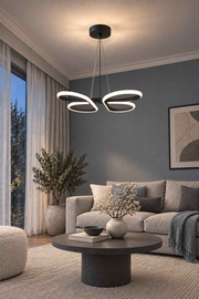 Bohem Siyah Beyaz Ledli Sarkıt Modern Led Avize