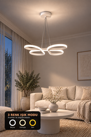 Bohem Beyaz Sarkık 3 Renk Ledli Avize Modern Led Avize