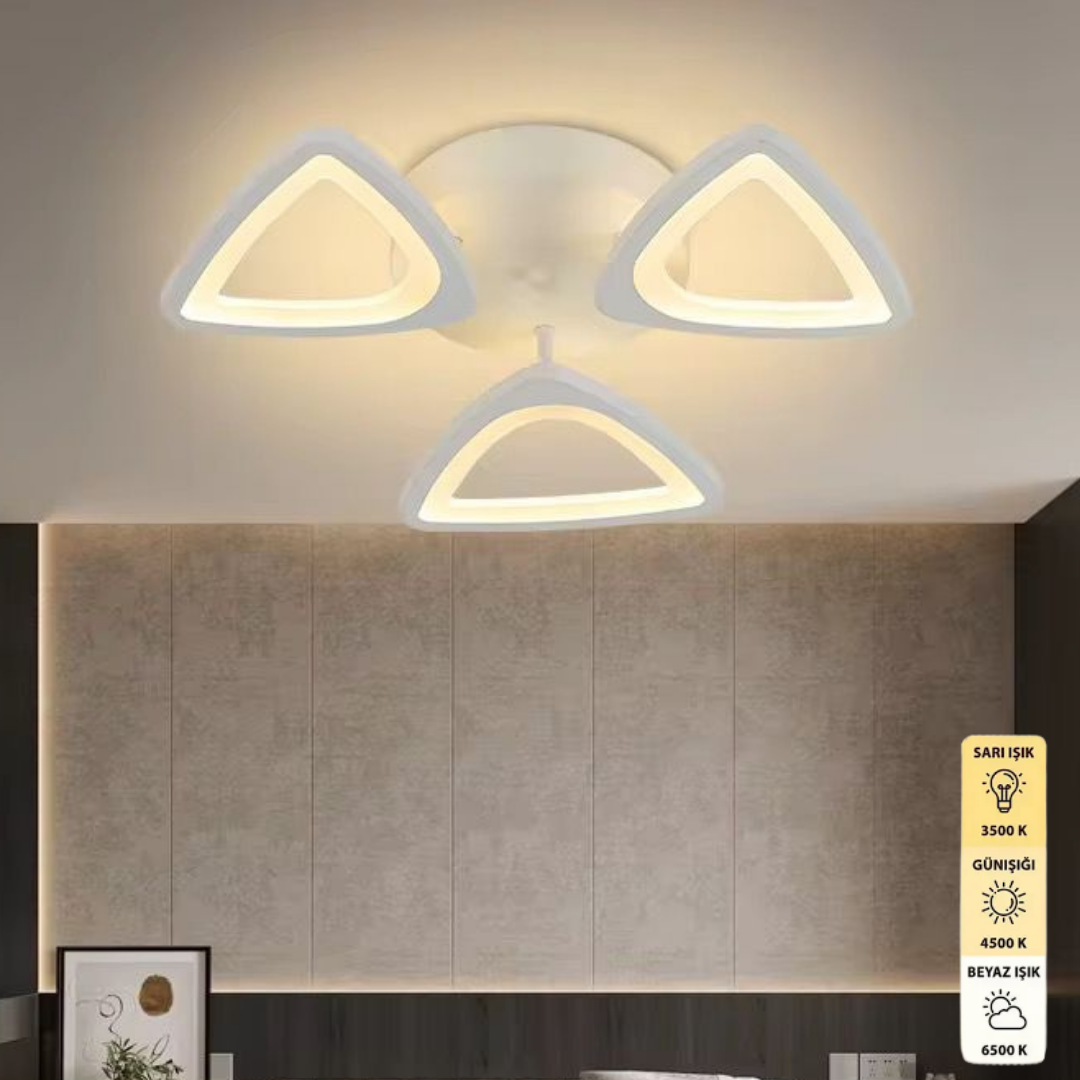 Hope Beyaz Plafonyer Modern 3 Renk Ledli Avize