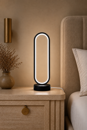 Ovis Siyah Masa Lambası Beyaz Işık Ledli Modern Led Abajur