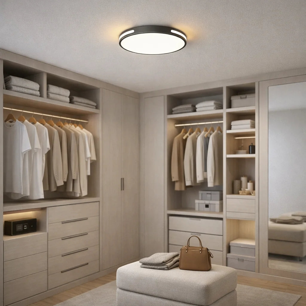 Vista Modern Siyah 33'Lük Yuvarlak Uzaktan Kumandalı Dimmerli 3 Renk Ledli Plafonyer Ledli Avize Çap 33 cm