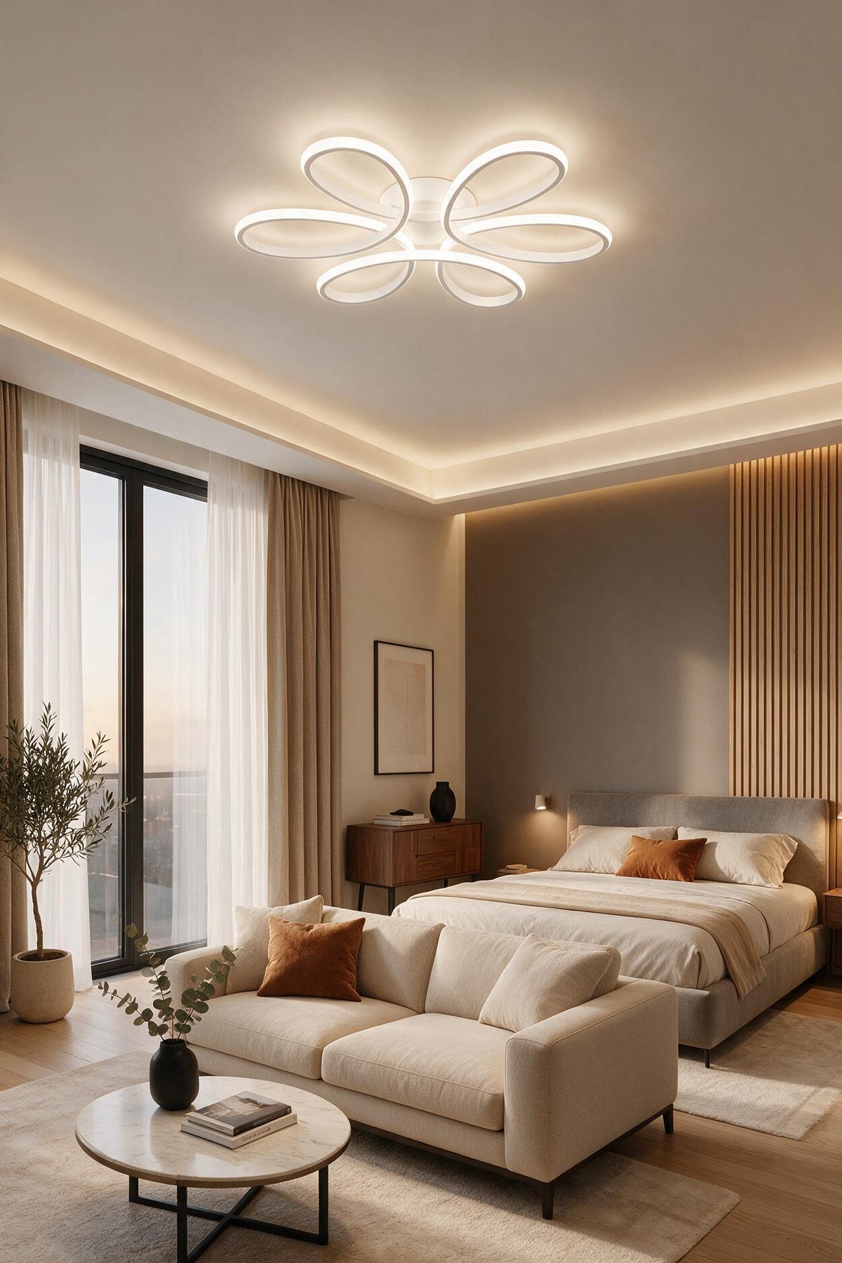 Nipul Beyaz Plafonyer Modern Ultra Süper 3 Renk Işıklı Ledli Avize