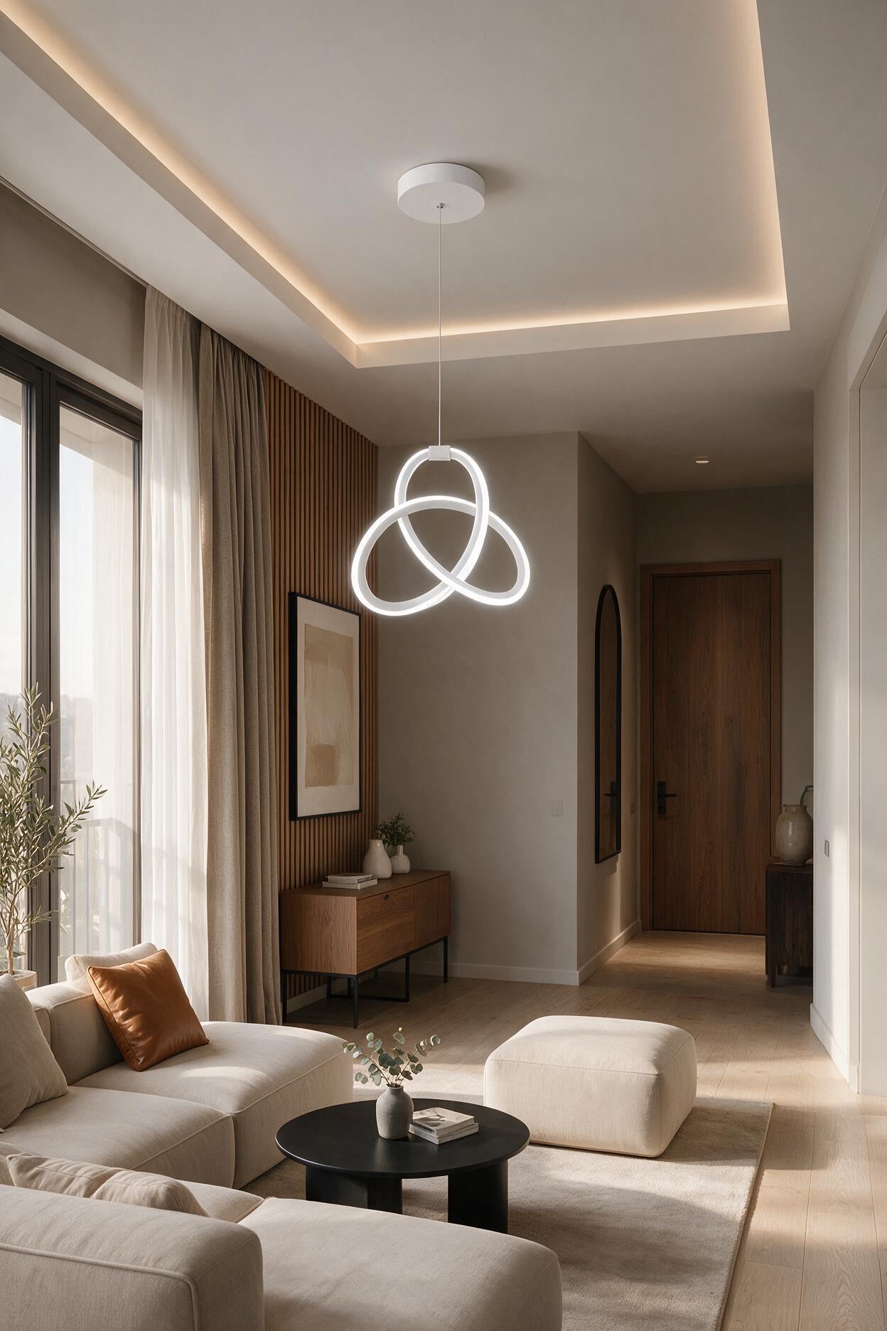 Asya Beyaz Modern Ultra Beyaz Ledli Sarkıt Ledli Avize