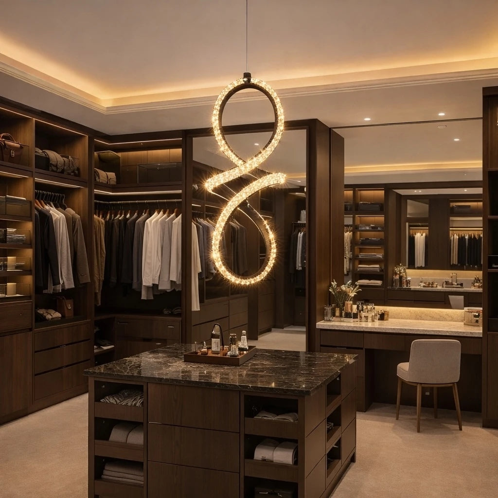 Bade Cristalya Serisi Siyah 3 Renk Ledli Sarkık Ledli Avize Modern Led Avize