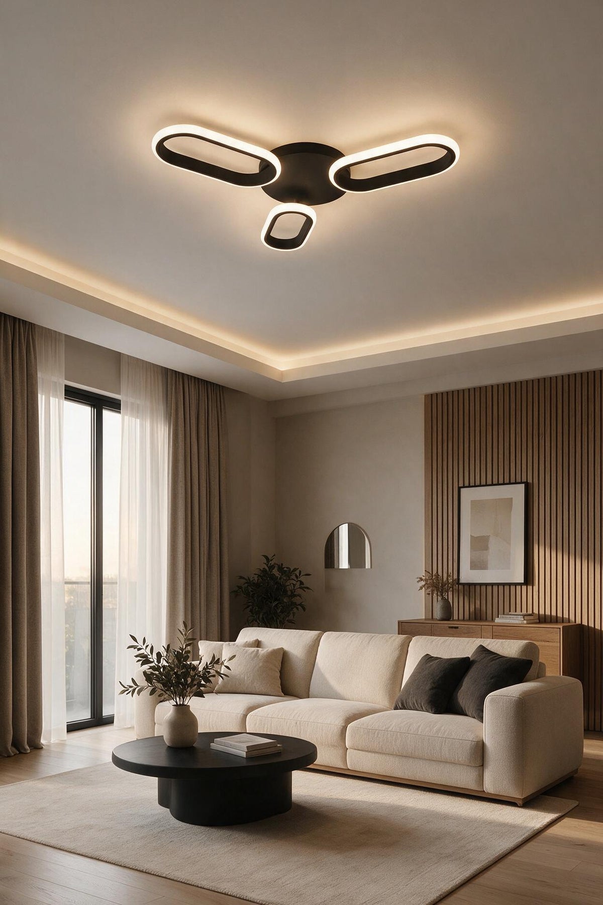 Hermes Siyah Modern Ultra Power Beyaz Ledli 3'Lü Plafonyer Ledli Avize