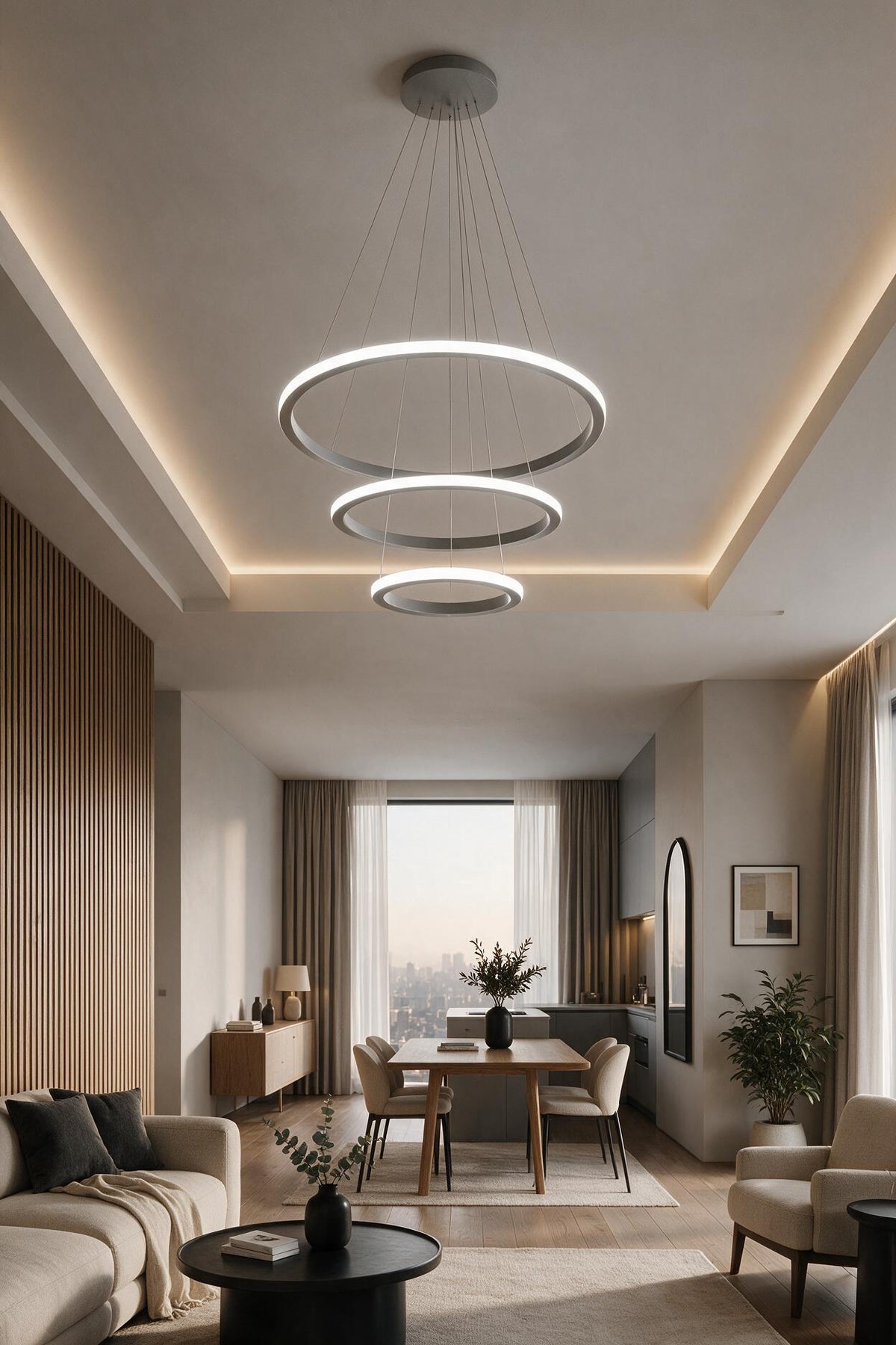 Robin 3'lü Gri Beyaz Ledli Modern Avize