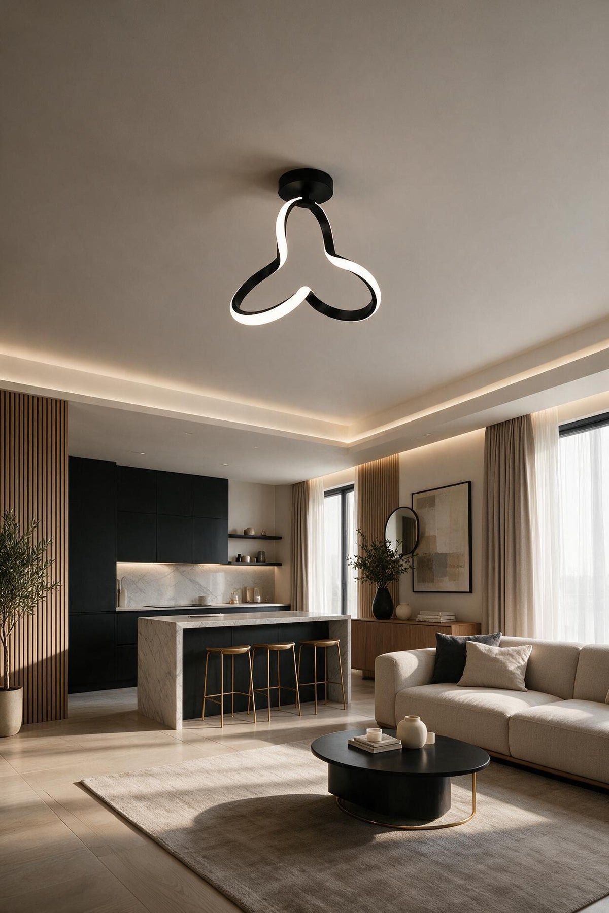 Clover Siyah Tekli Plafonyer Led Beyaz Ultra Ledli Salon Mutfak Oda Hol Ledli Avize
