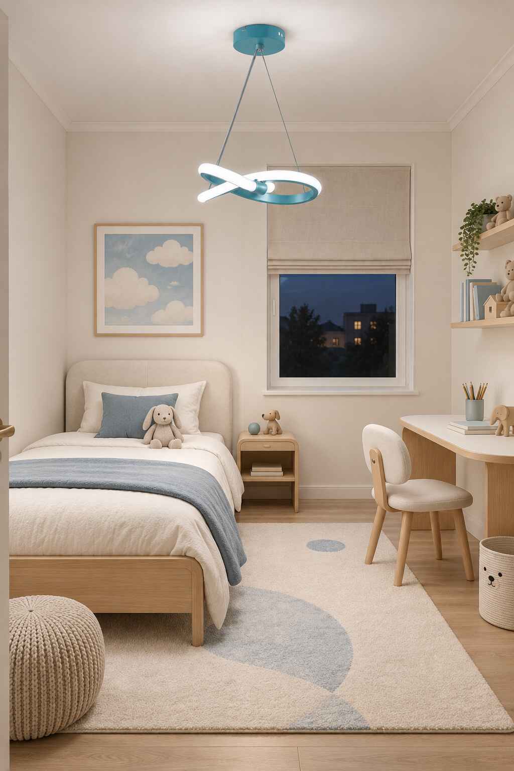 Bonna Modern Tekli Mavi Sarkıt Led Beyaz Işık Power Ledli Salon Mutfak Oda Hol Ledli Avize