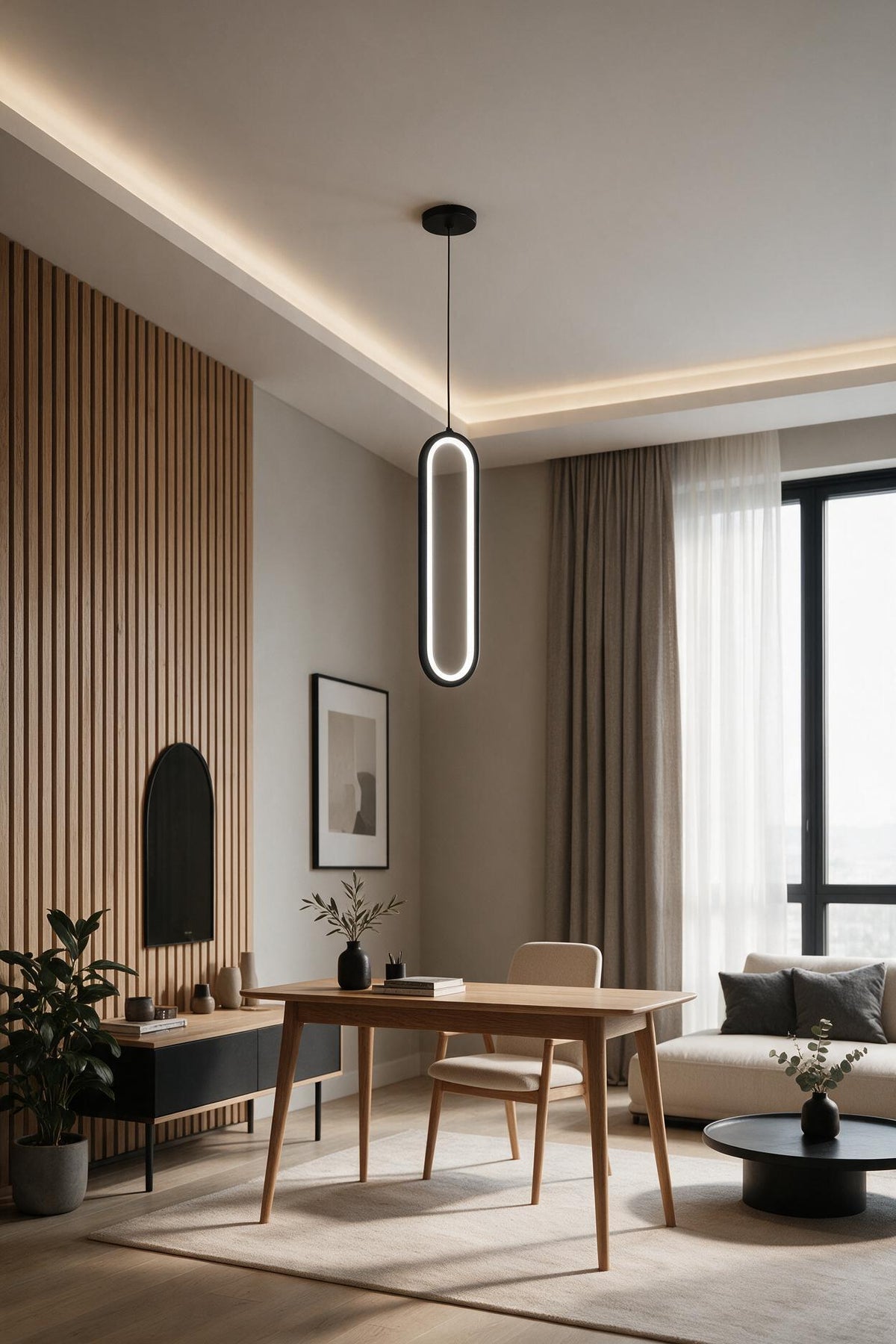 Ovis Siyah Beyaz Işık Ledli Modern Sarkıt Led Avize