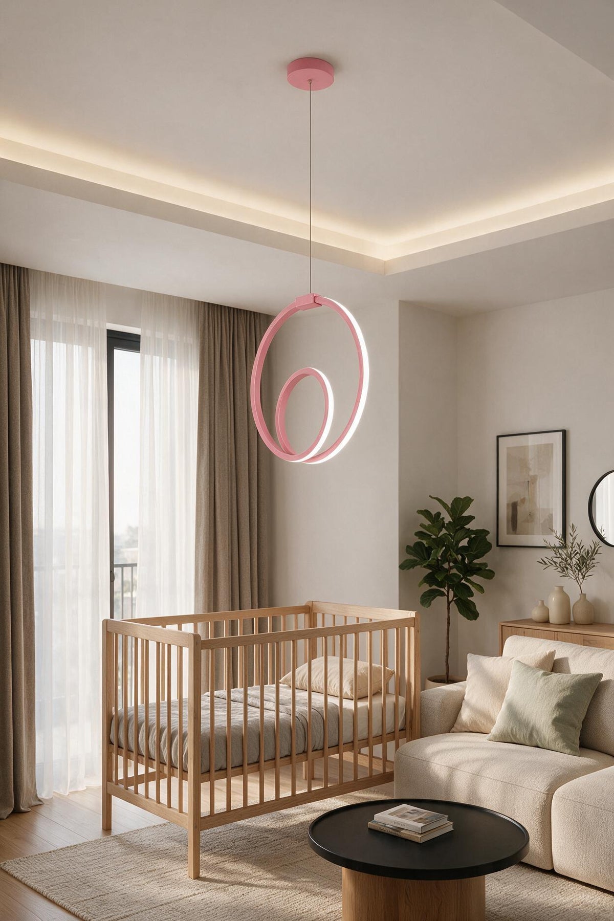 Orjin Pembe Tekli Sarkıt Led Beyaz Işık Ultra Ledli Salon Mutfak Oda Hol Ledli Avize
