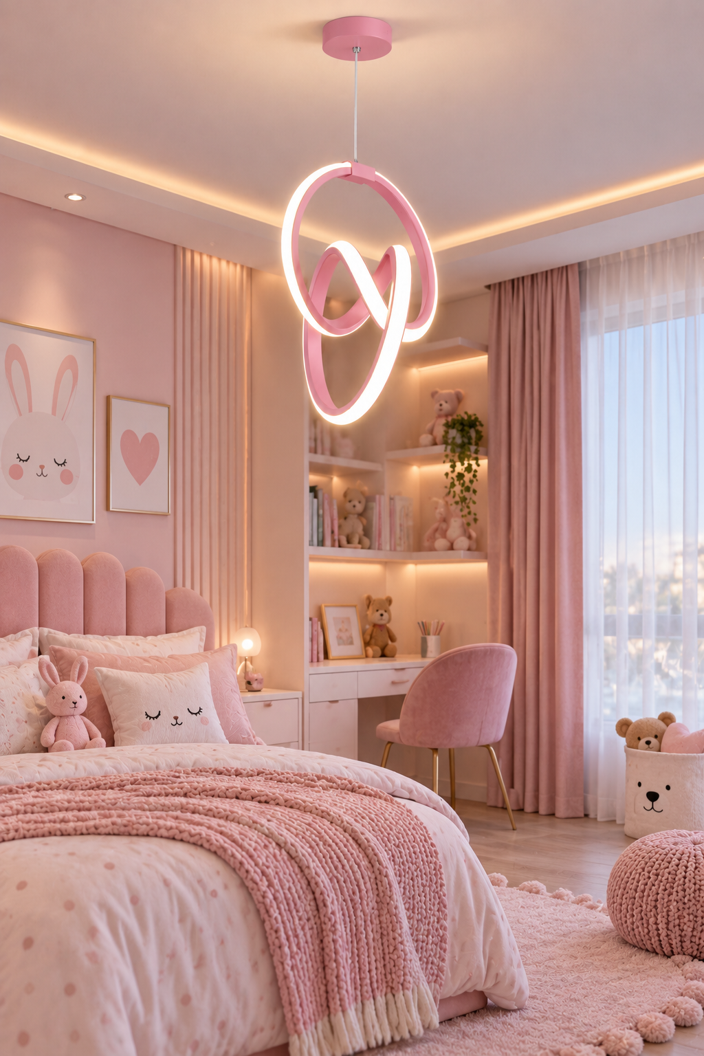 Emily Pembe Tekli Sarkıt Led Beyaz Işık Ultra Ledli Salon Mutfak Oda Hol Ledli Avize