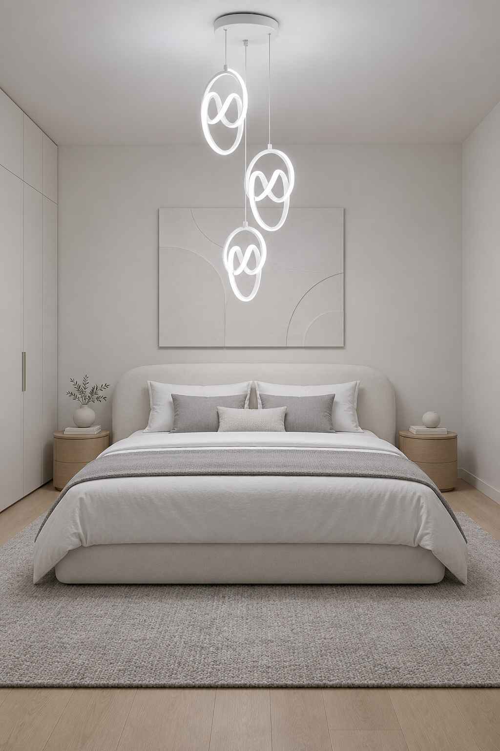 Trend 3'Lü Beyaz Sarkık Power Beyaz Ledli Avize Modern Led Avize