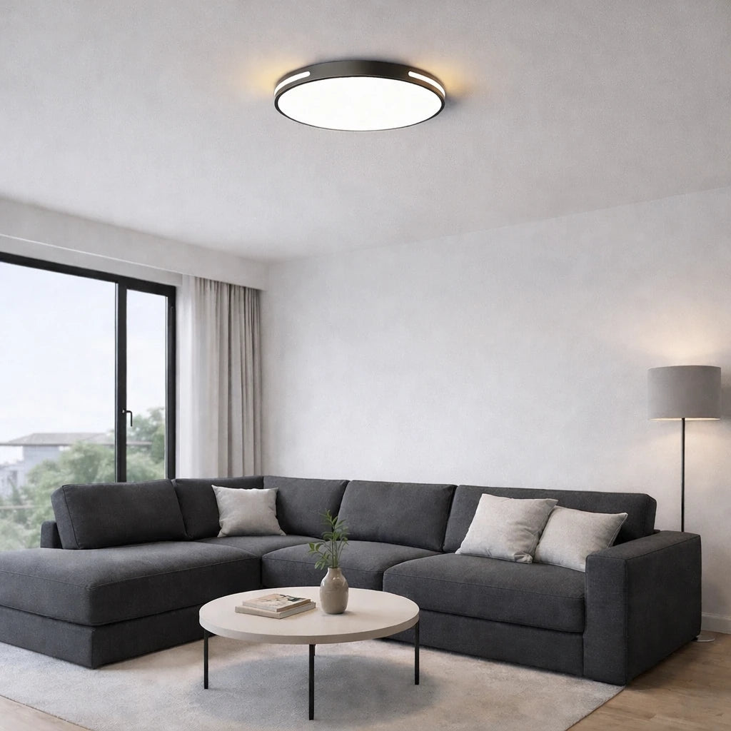 Vista Modern Siyah 40'Lık Uzaktan Kumandalı Dimmerli 3 Renk Ledli Plafonyer Ledli Avize Çap 40 cm