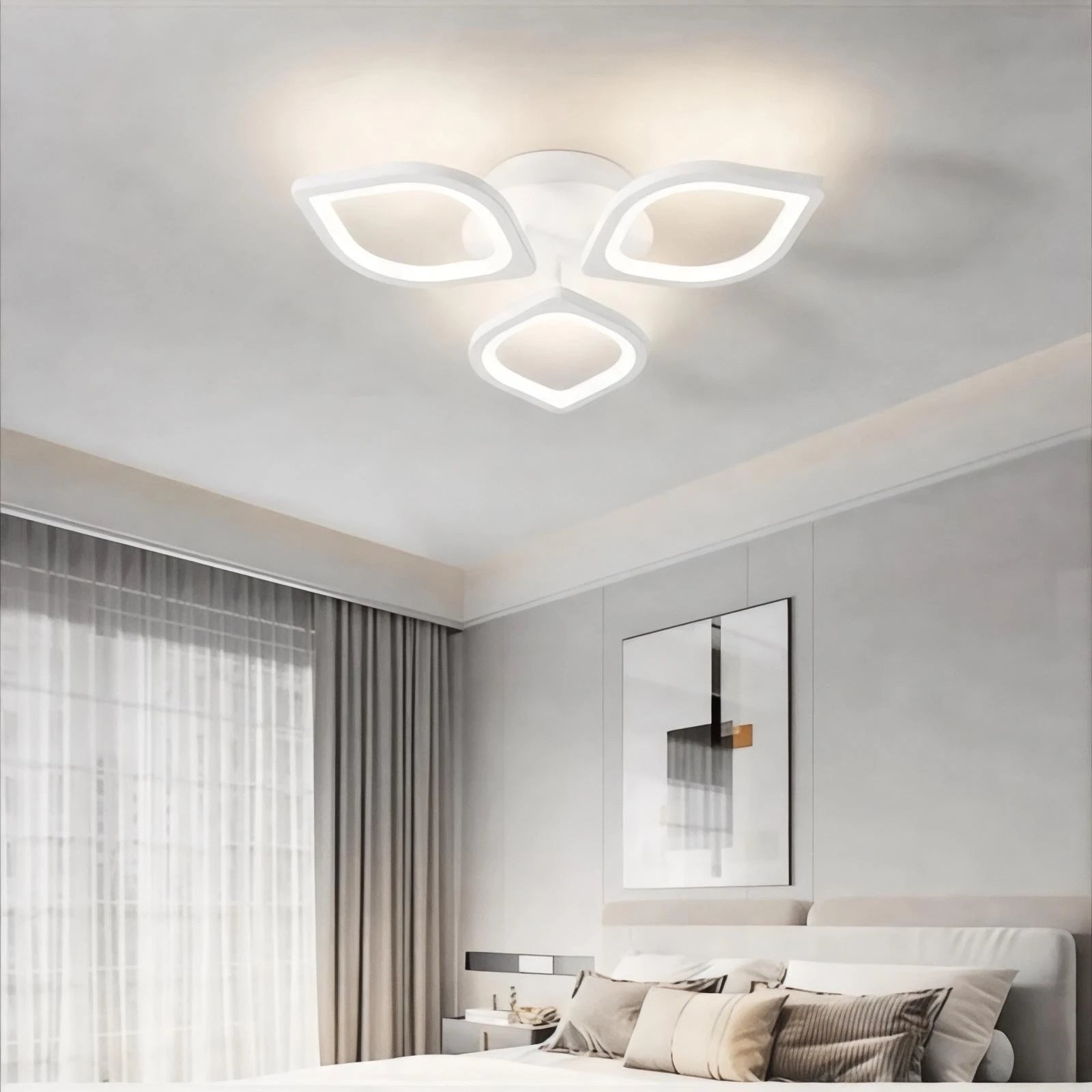 MS53005-3  Modern 3 Renk Ledli Plafonyer Beyaz Lüks 3'Lü Ledli Avize
