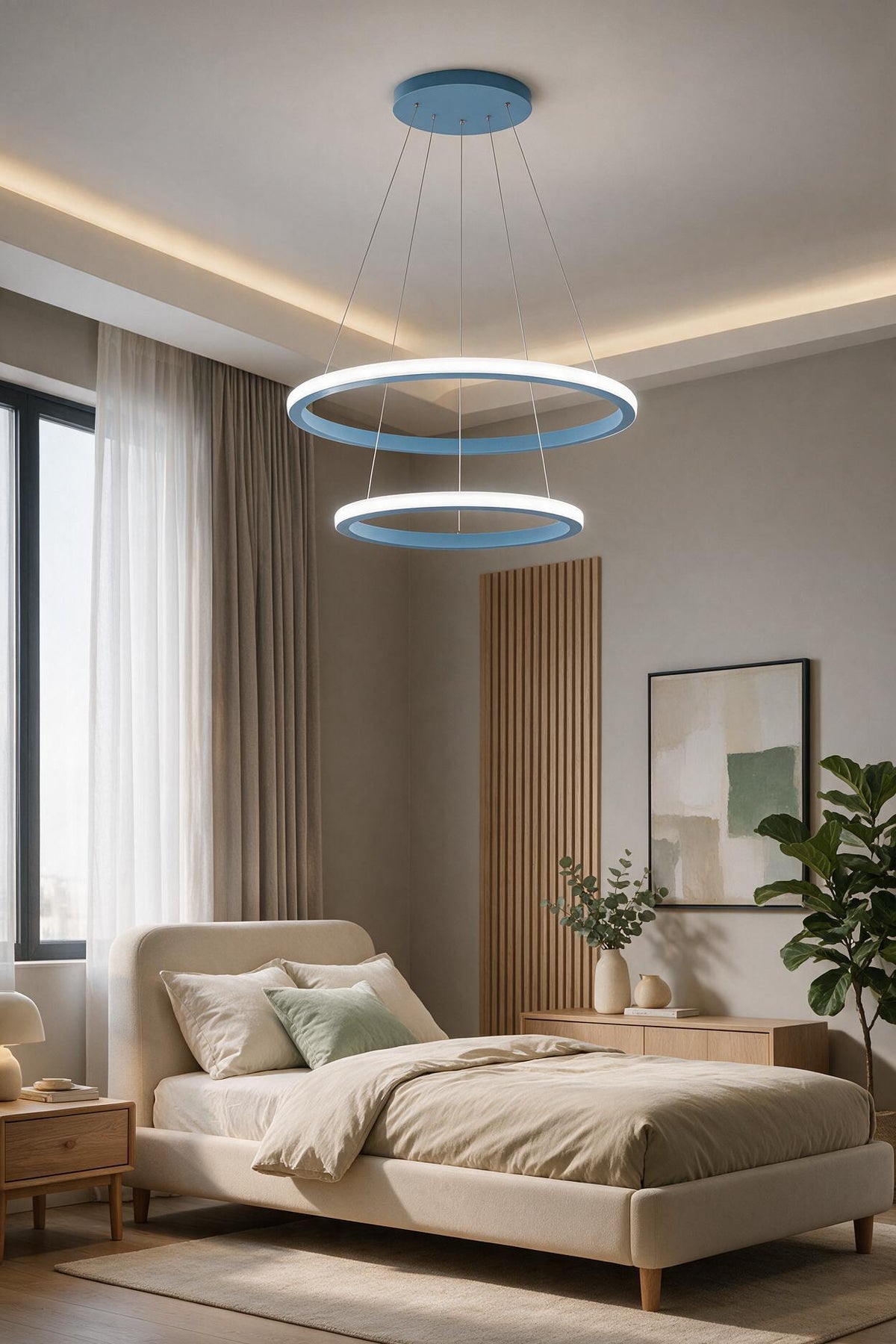 Robin 2 'li Mavi Sarkıt Beyaz Ledli Modern Led Avize