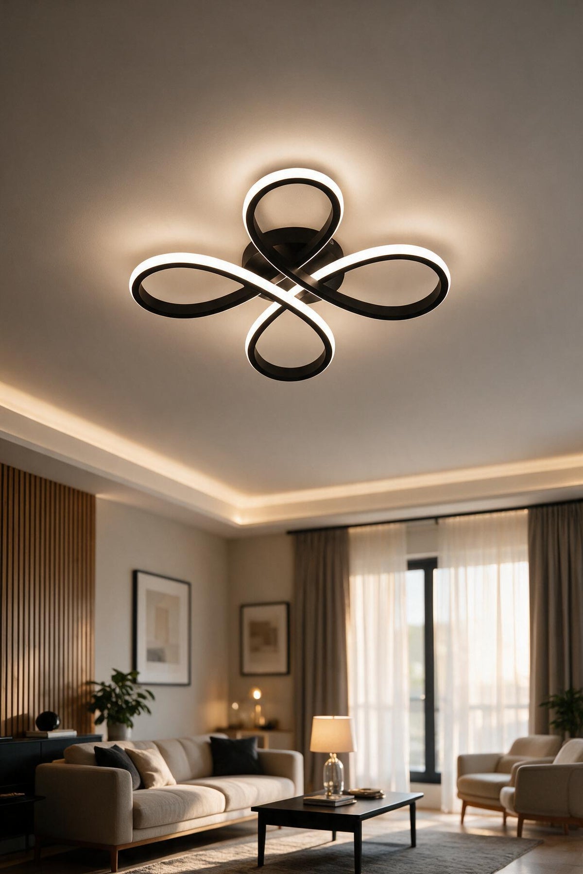 Salda Modern Siyah Plafonyer Ultra Power Beyaz Ledli Avize - Çap 40 cm
