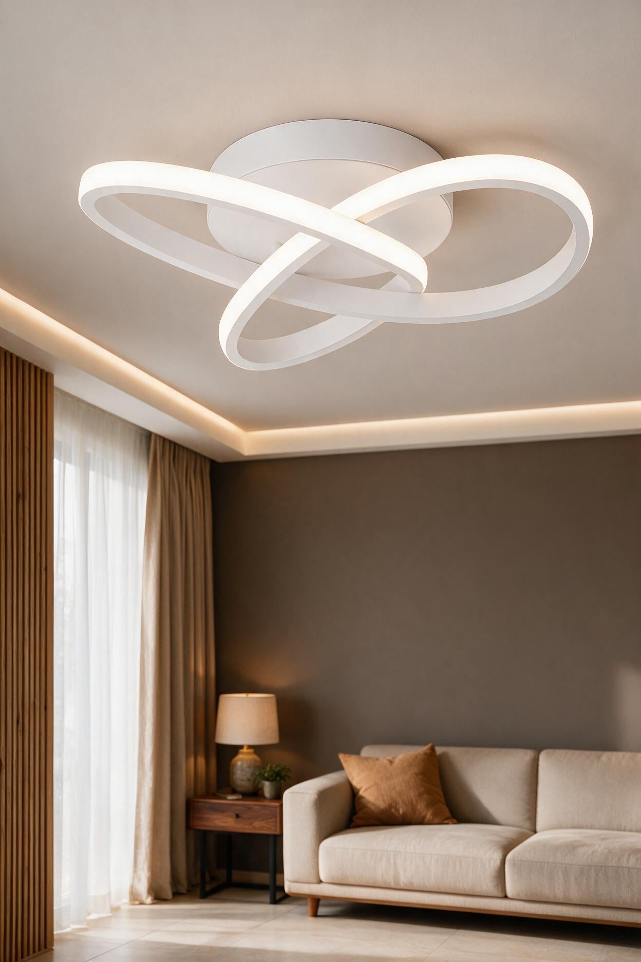 Elagans Beyaz Modern Ultra Power Beyaz Ledli Plafonyer Tekli Ledli Avize