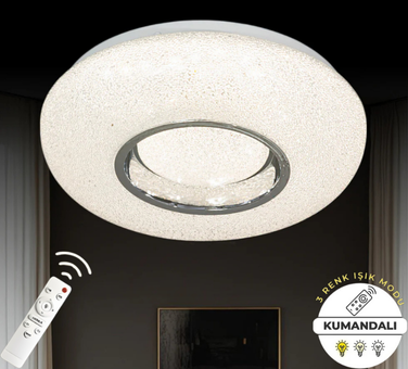 Lara Krom Uzaktan Kumandalı 3 Renk 50 cm Led Avize