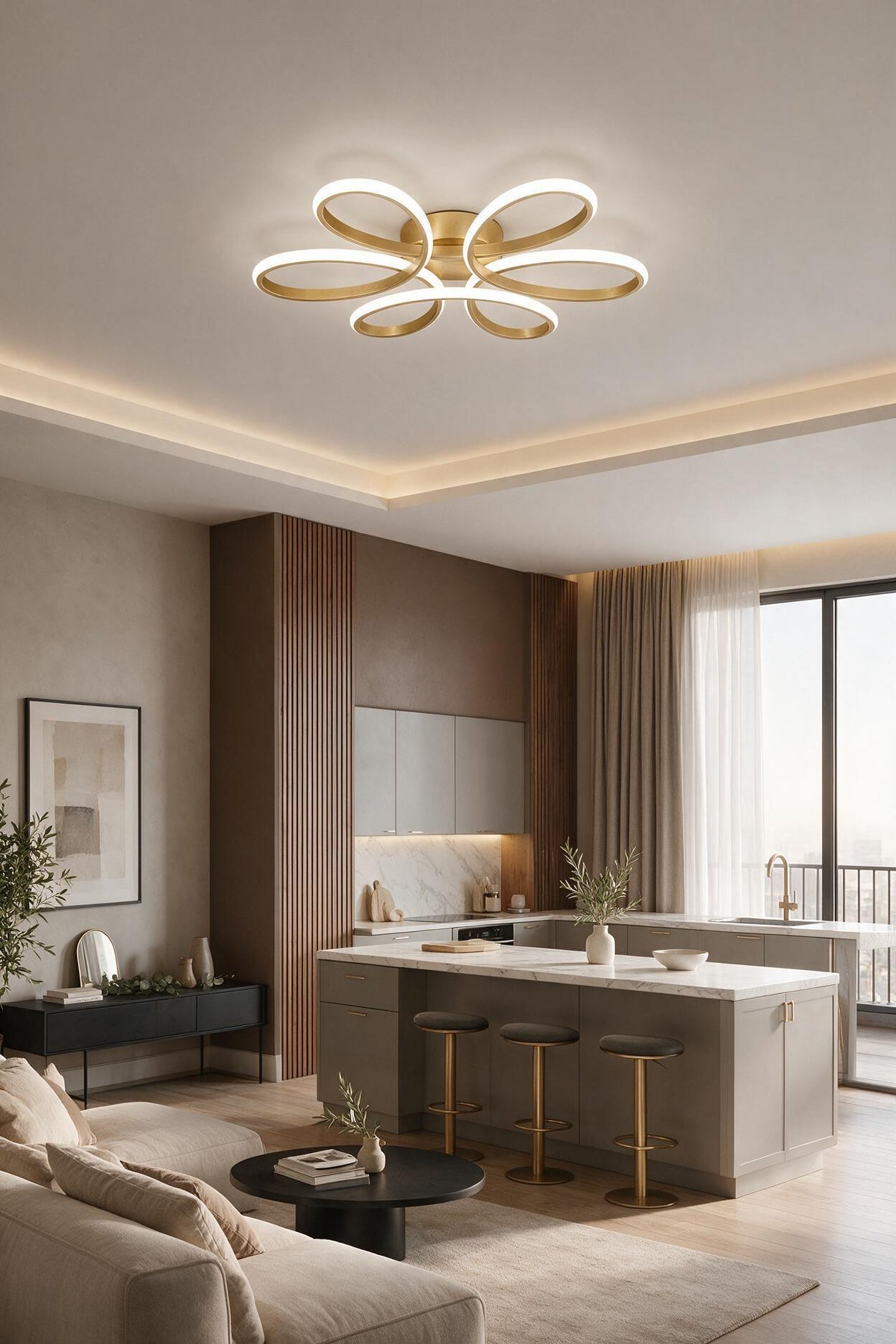 Nipul Eskitme Plafonyer Modern Ultra Süper 3 Renk Işıklı Ledli Avize