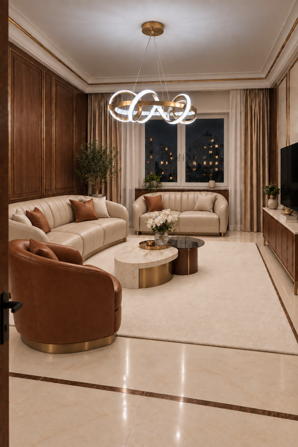 Flora Gold 3 Renk Ledli Modern Özel Tasarım Sarkıt Led Avize
